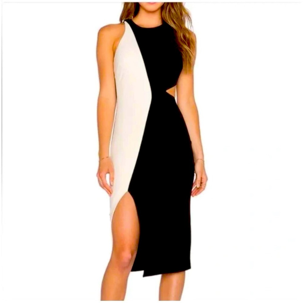 Chic black and white midi dress by Elizabeth and James.